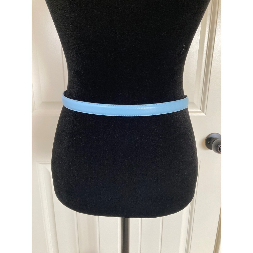 Beacon Hill Sky Blue Semi-Aniline Leather Skinny Belt Silver Western Buckle L - Picture 4 of 13